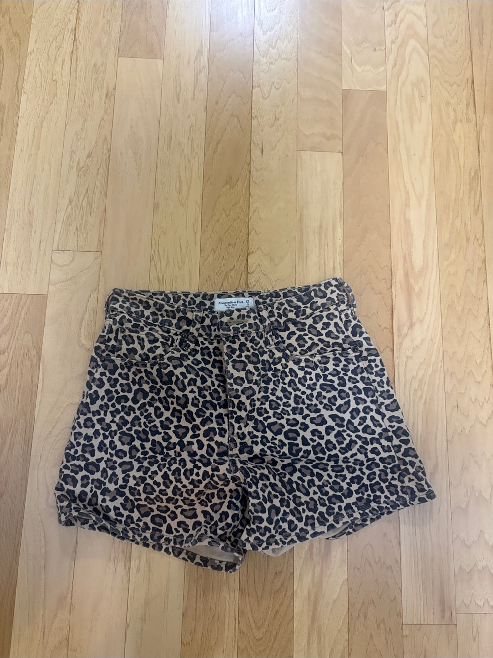 Abercrombie & Fitch Leopard Print Jean Shorts - Brown/Black